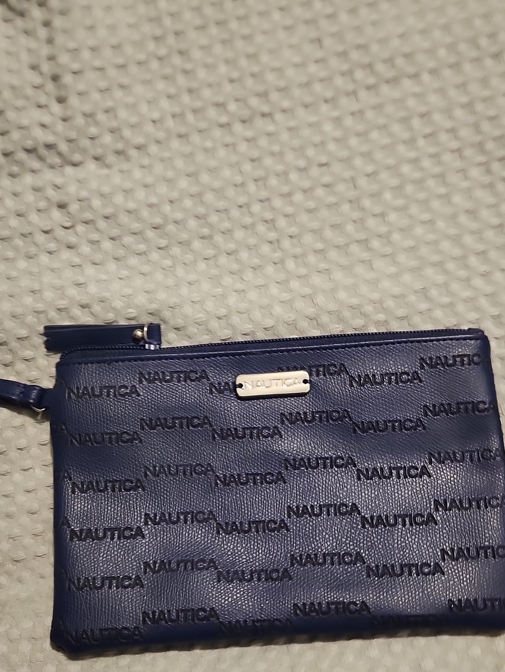 Nautica Navy Logo-Print Wristlet Clutch